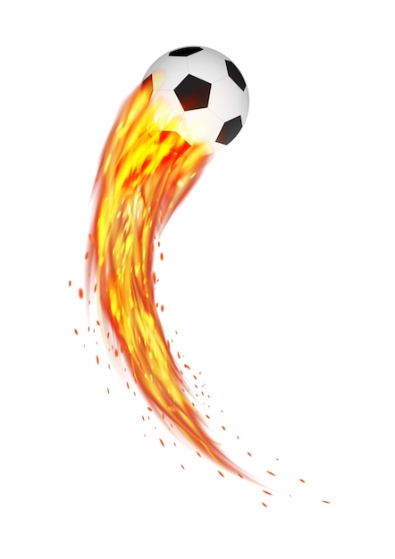 un ballon de football avec un feu brûlant