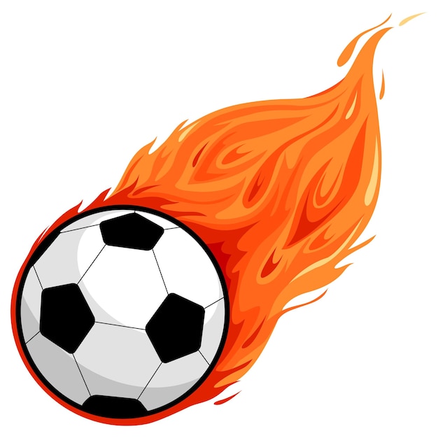 Ballon De Football En Feu Football En Flammes Sur Fond Blanc Illustration Vectorielle