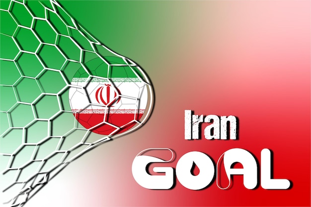 Vecteur ballon de football de l'iran sur le net. coupe du monde qatar 2022