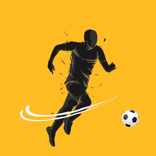 Vecteur ballon de football pose silhouette sombre flamme