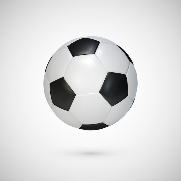 Ballon de football réaliste. Ballon de football en cuir classique noir et blanc.