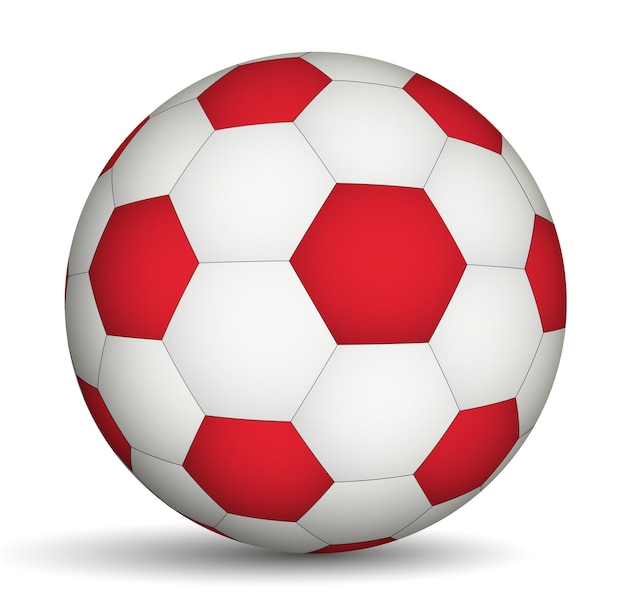 Ballon de football rouge- de couleur blanche