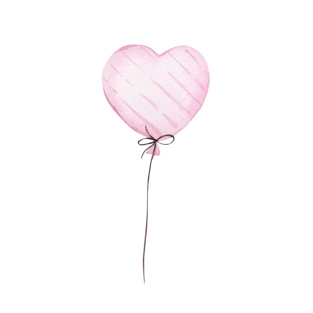 Ballon en forme de coeur rose aquarelle isolé