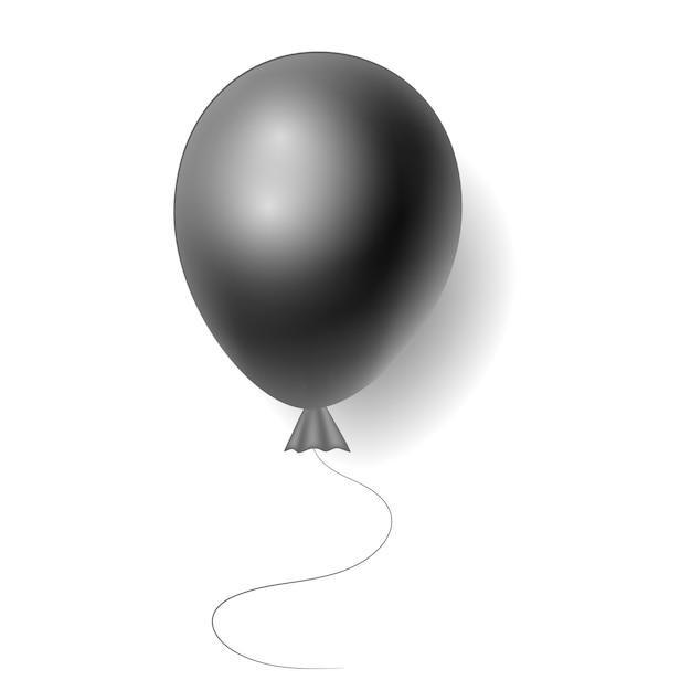 Ballon à L'hélium Noir Réaliste Sur Fond Blanc