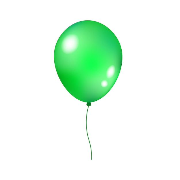 Ballon Sur Une Icône De Chaîne Ballon Vert Plat Sur Une Balle Gonflable De Corde Icône Vectorielle