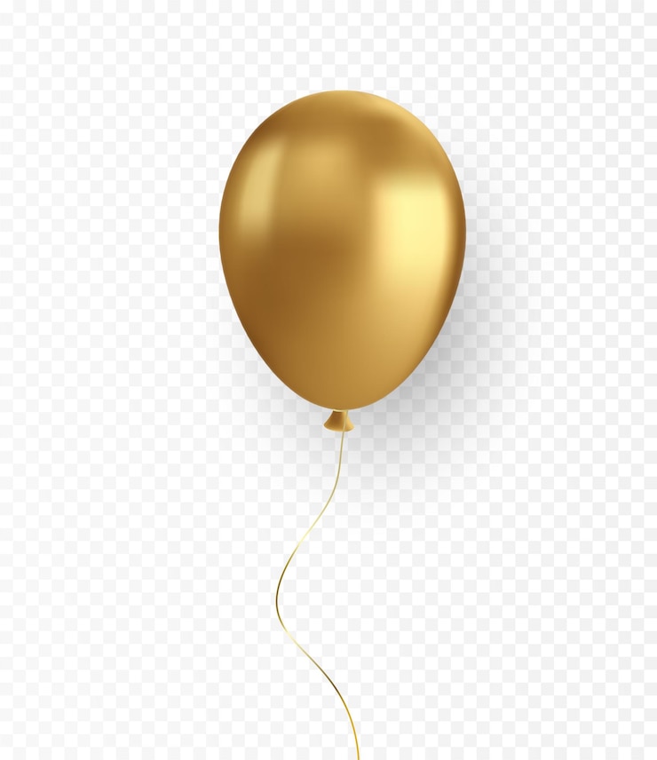 Ballon d'or réaliste brillant de vecteur sur fond transparent pour carte de vœux