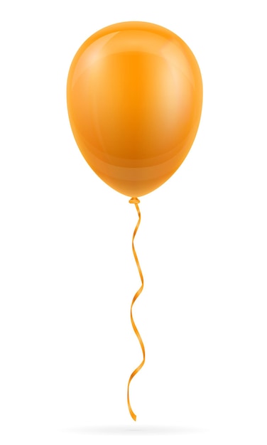 Ballon orange de célébration pompé à l'hélium avec ruban sur blanc