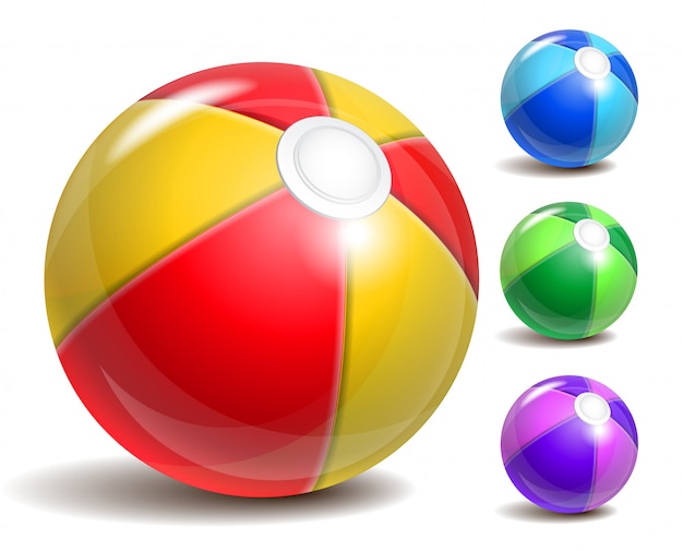 Ballon de plage coloré, symbole des plaisirs d'été à la piscine ou au bord de la mer.