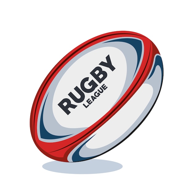 Vecteur ballon de rugby design rouge, blanc et bleu