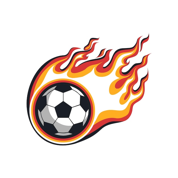 Ballon De Soccer Sur Feu Flamme Illustration Vectorielle De Couleur