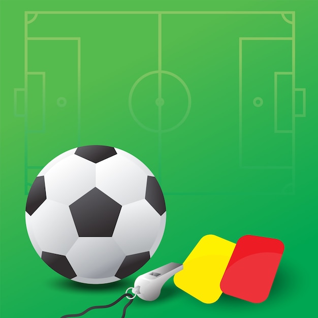 Ballon De Soccer, Sifflet Et Cartes Rouges Et Jaunes