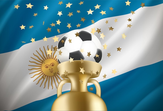 Ballon de soccer volant avec le drapeau de l'illustration vectorielle 3d de l'Argentine