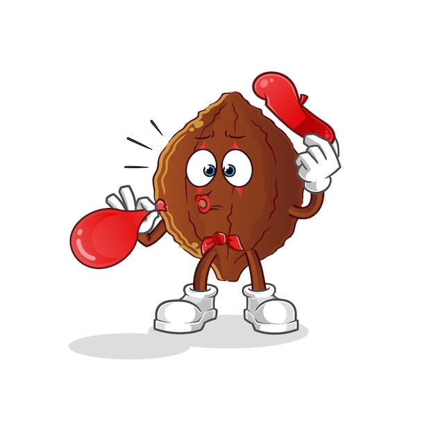 Ballon De Soufflage De Pantomime De Cacao. Vecteur De Mascotte De Dessin Animé