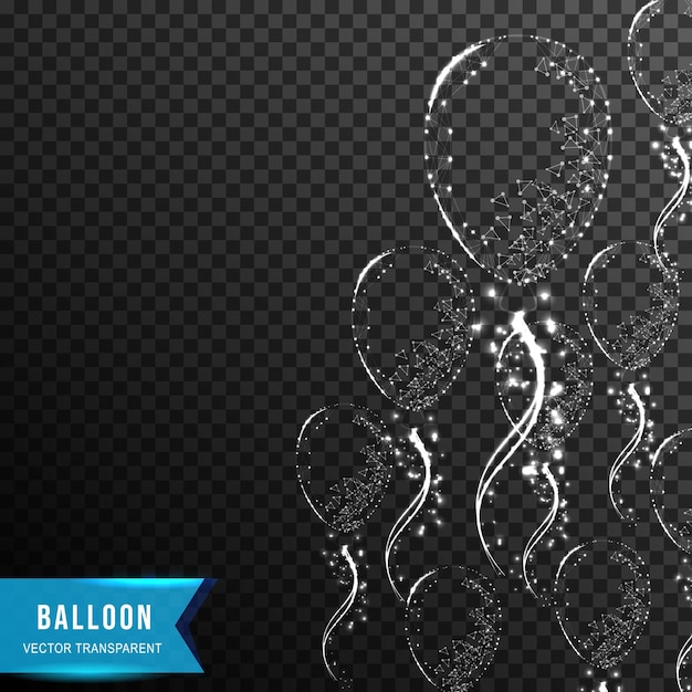 Ballon volant à partir de l'illustration vectorielle d'effet de lumière point et ligne de connexion isolée sur fond transparent