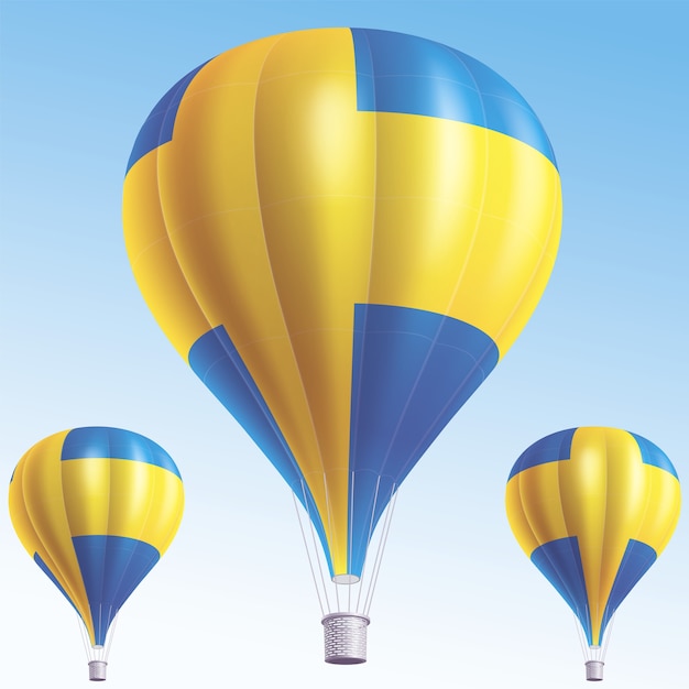 Ballons à Air Chaud Peints Comme Drapeau De La Suède