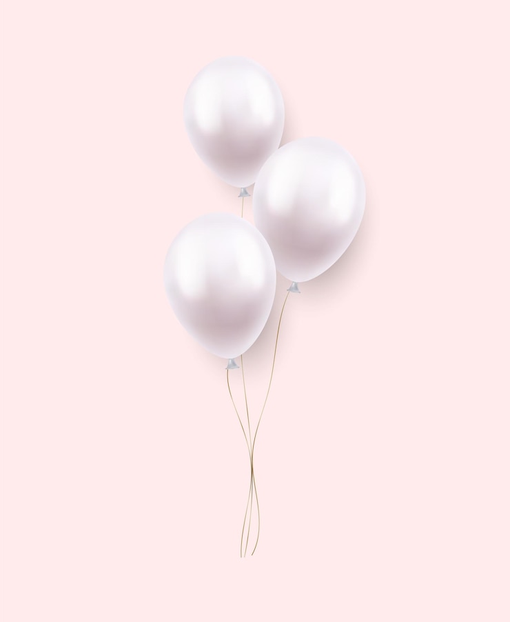 Vecteur ballons blancs joyeux anniversaire 3d réalistes volant pour la fête et les célébrations