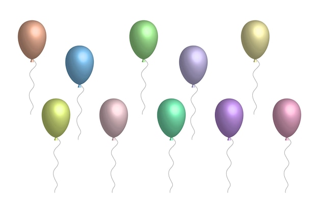 Ballons brillants colorés Joyeux anniversaire Concept d'amour Illustration vectorielle