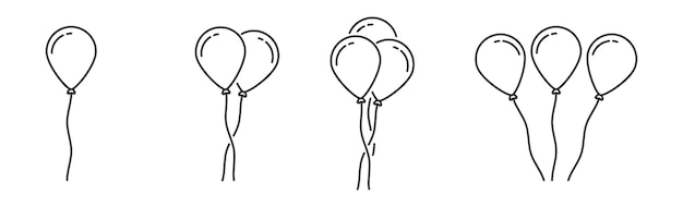 Ballons De Fête Set D'icônes De Ballons Un Groupe De Ballons De Fêtes Illustration Vectorielle