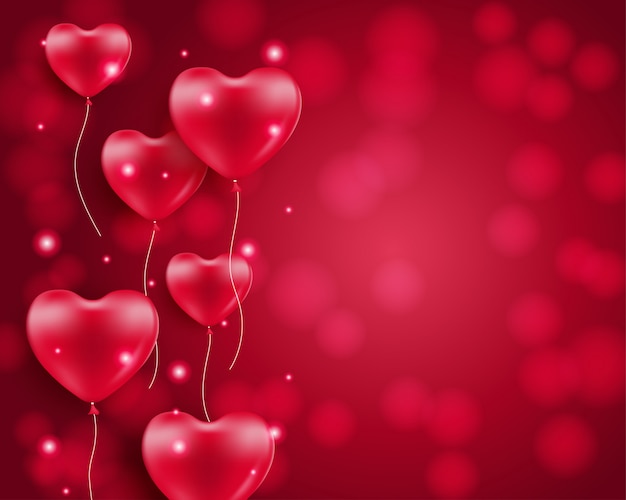 Ballons En Forme De Coeur Sur Fond Flou