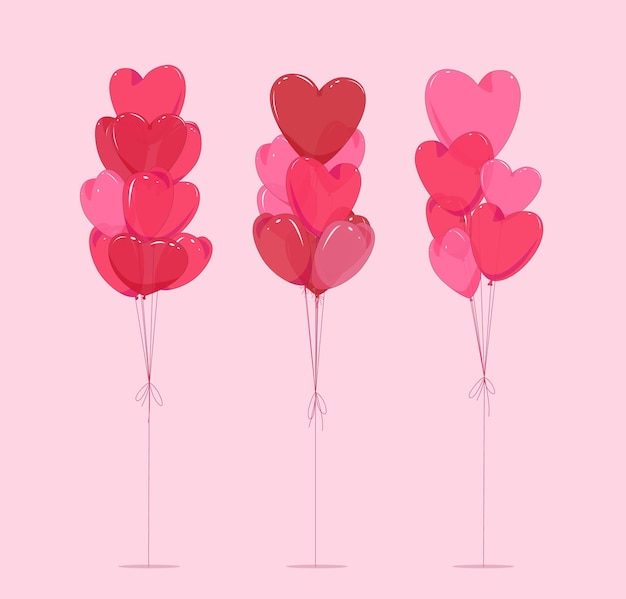 Ballons En Forme De Coeur. Fond Isolé