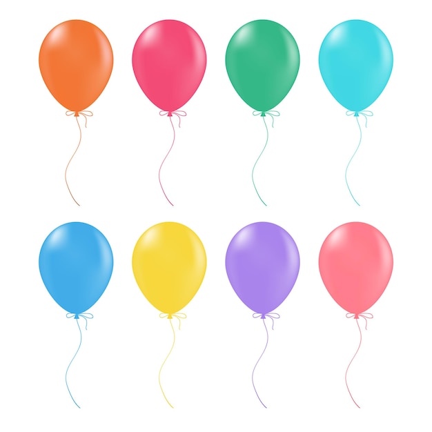 Vecteur ballons à l'hélium multicolores ballons à air brillants et brillants isolés sur fond blanc illustration vectorielle