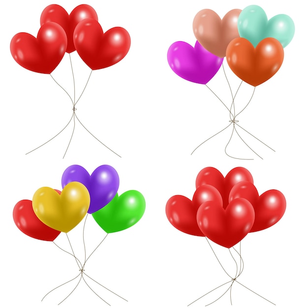 ballons multicolores pour anniversaire ou fête ballons d'hélium illustration vectorielle