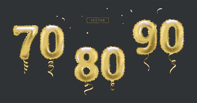 Vecteur les ballons numérotés réalistes sont parfaits pour les anniversaires, les anniversaires, les mariages et les promotions marketing.