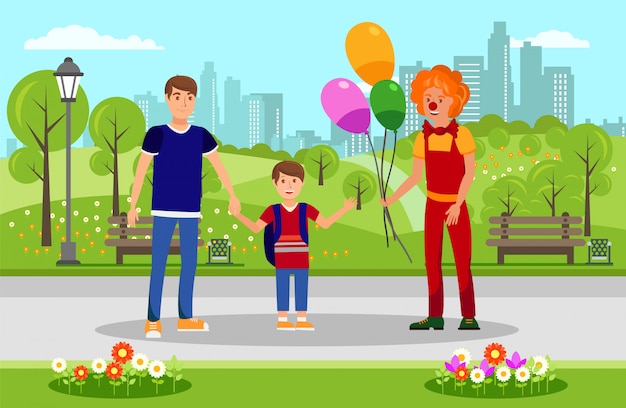 Ballons Pour Enfants De Clown In Park Illustration