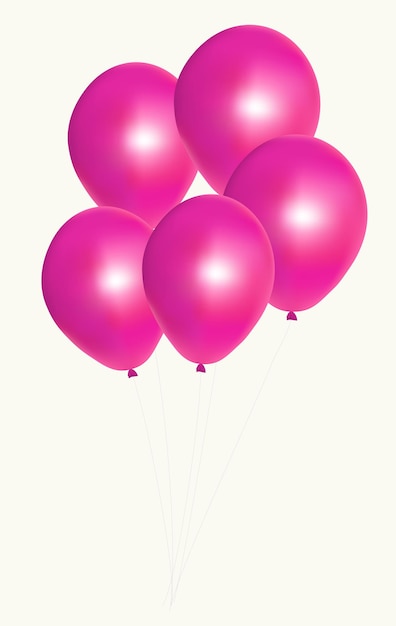 Ballons roses avec sur fond blanc Vector