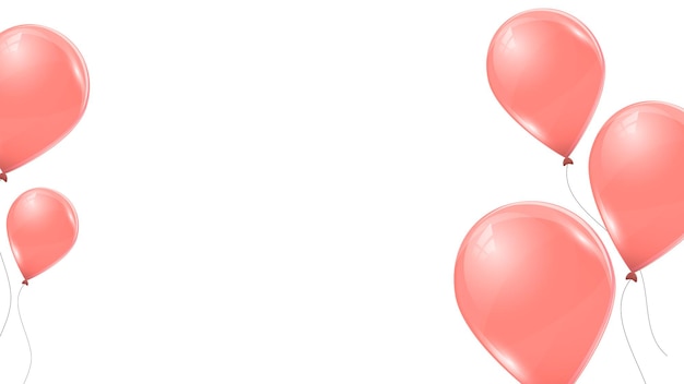 Ballons roses isolés sur fond blanc. Ballons volants en latex 3d. Illustration vectorielle.