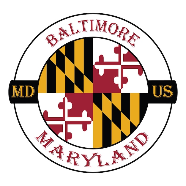 Baltimore Maryland Drapeau Usa Voyage Souvenir Sceau Timbre Badge Autocollant Logo Illustration Vectorielle Eps