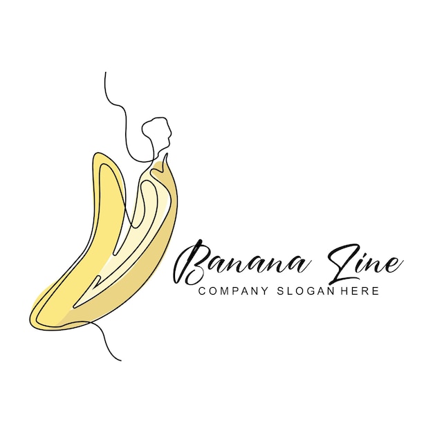 Vecteur banana logo design fruit vector avec line art style produit marque walpaper illustration