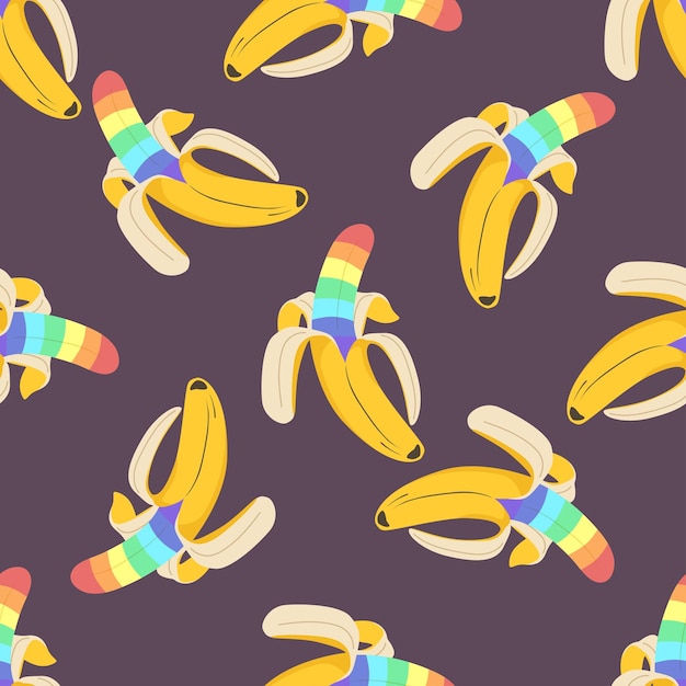 Vecteur banane arc-en-ciel modèle sans couture illustration vectorielle