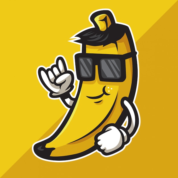 Vecteur banane de dessin animé cool avec des lunettes de soleil