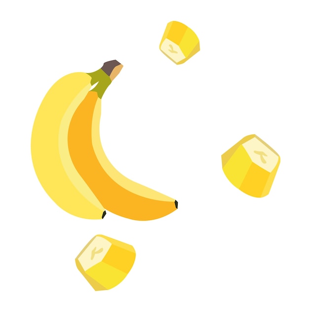 Vecteur banane deux bananes avec des tranches