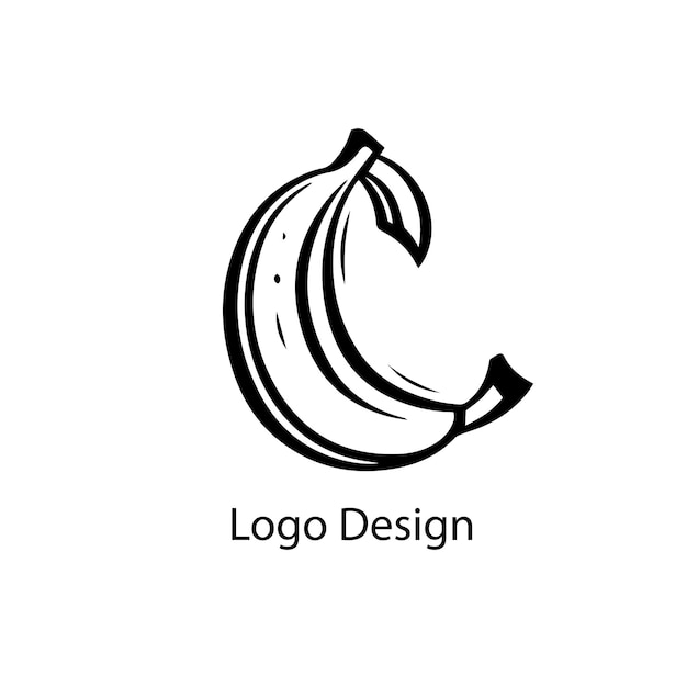 banane fruit logo dessin au trait simple sur fond blanc