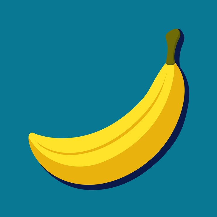 Vecteur une banane jaune avec une bande bleue et un fond bleu