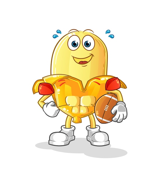 La Banane Jouant Le Personnage De Rugby. Mascotte De Dessin Animé