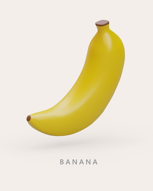 Vecteur banane mûre 3d non pelée fruit sucré simple image vectorielle sur fond coloré