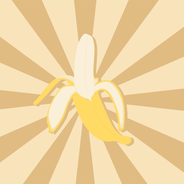 Banane Ouverte Rétro. Banane Sur Fond Vintage. Une Banane Ouverte Sur Un Fond Rétro. Banane Rétro