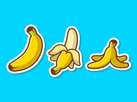 Banane set fruit sticker autocollants vectoriels illustration.