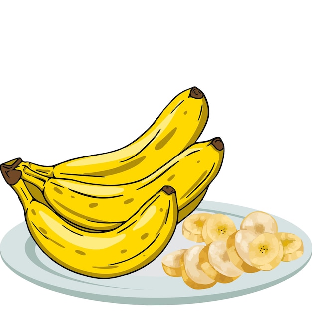 banane de vecteur sur une assiette