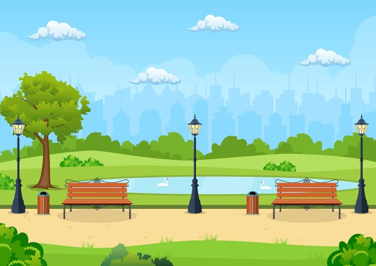 Vecteur banc avec arbre et lanterne dans le parc