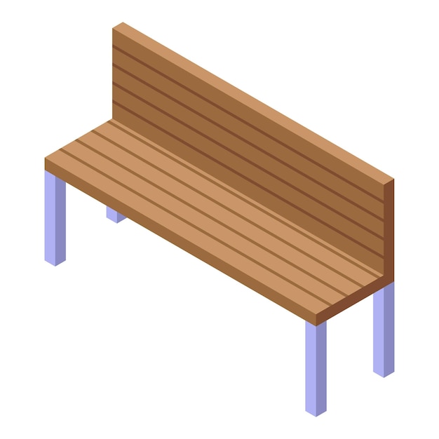 Banc en bois debout sur une rue avec vue isométrique du dos