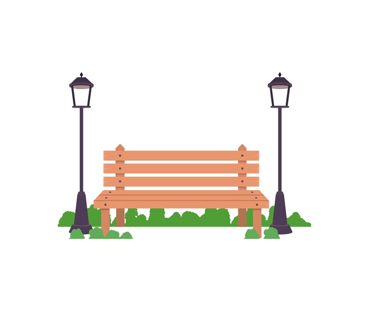 Vecteur banc avec des lampes icône