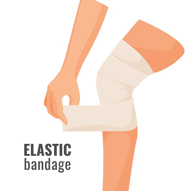 Bandage élastique sur une jambe blessée