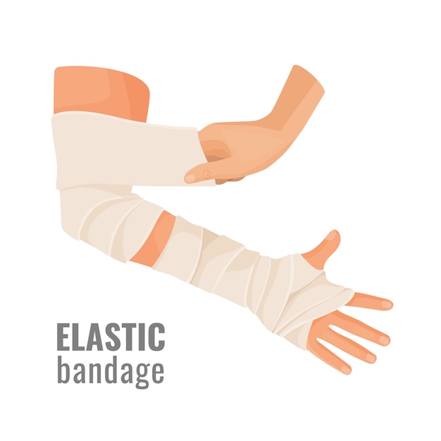 Un Bandage Médical élastique Enroulé Autour De La Main Blessée.