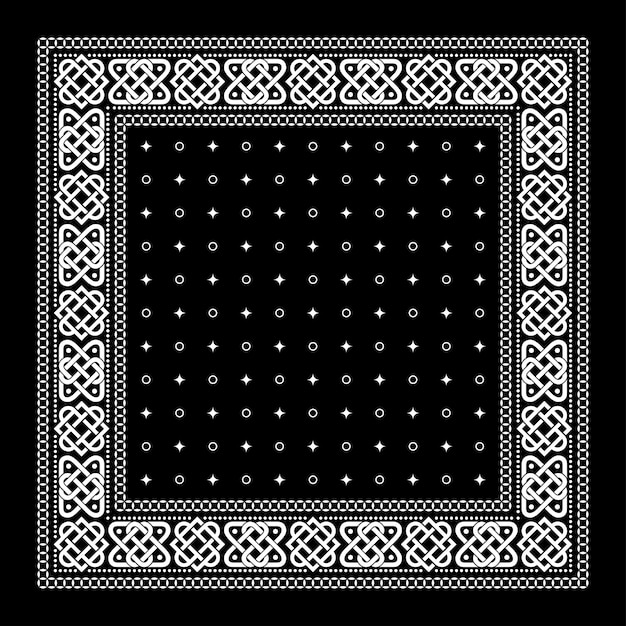 Vecteur bandana noir simple décoré d'ornements géométriques blancs qui peuvent être appliqués à des tissus de vario