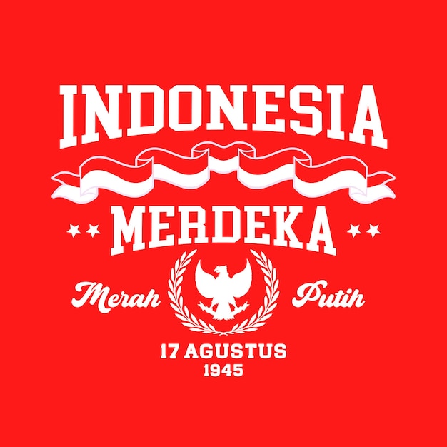 La bande-annonce du jour de l'indépendance de l'Indonésie est un dessin de t-shirt du 17 août 1945.