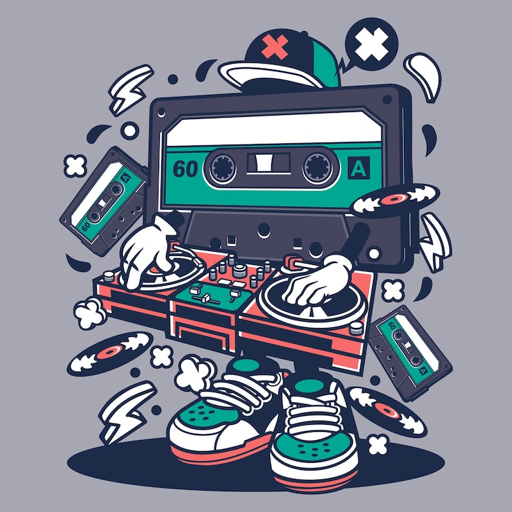 Vecteur bande dessinée disque jockey